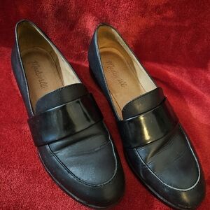 Madewell Women Black Leather Elin Loafers-Size 7.5